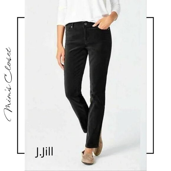 J.JILL Luxe Velveteen-Stretch High-Rise Ankle Jeans Black 14 - Picture 1 of 11